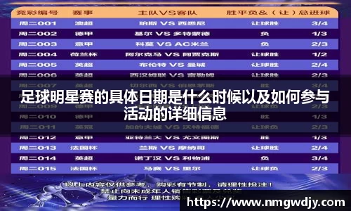 足球明星赛的具体日期是什么时候以及如何参与活动的详细信息